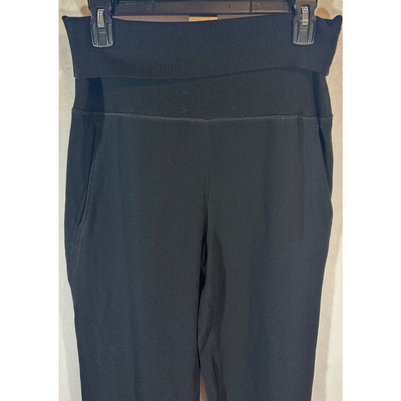 Theory Womens M Pull On HR Stretch Foldover Waist Jogger Pants Black Pockets A14 - Picture 2 of 7